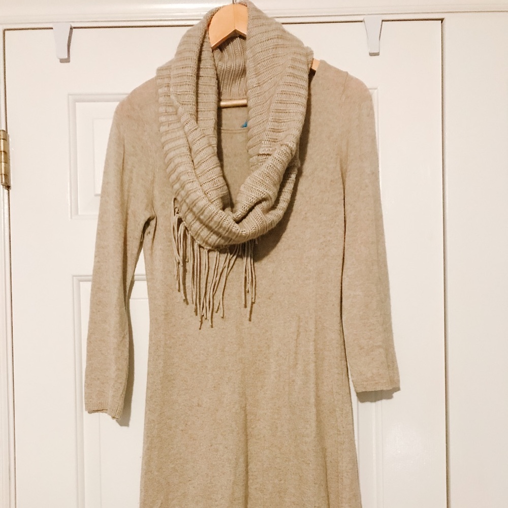 Alice + Olivia Cashmere Sweater Dress with Scarf